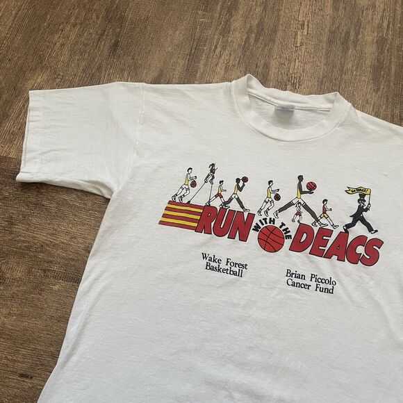 Vintage Wake Forest University T-Shirt Size M 1990s White Basketball NCAA - Picture 2 of 6